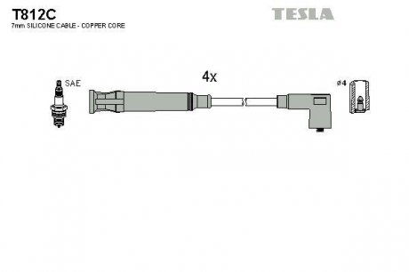 К-т дротів високої напруги Tesla T812C (фото 1)