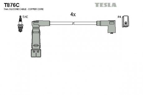 К-т дротів високої напруги Tesla T876C (фото 1)