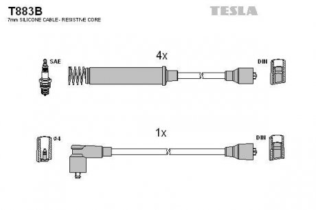 К-т дротів високої напруги Tesla T883B (фото 1)