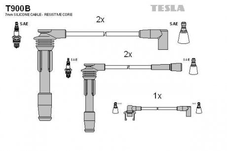 К-т дротів високої напруги Tesla T900B (фото 1)