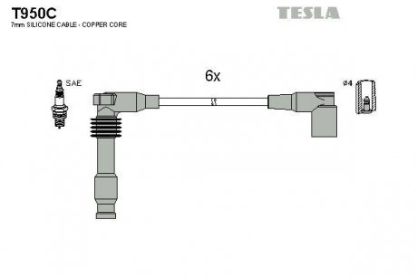 К-т дротів високої напруги Tesla T950C (фото 1)
