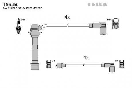 К-т дротів високої напруги Tesla T963B (фото 1)