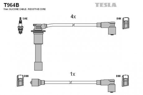 К-т дротів високої напруги Tesla T964B (фото 1)