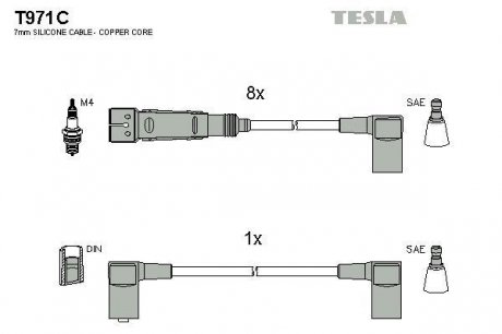 К-т дротів високої напруги Tesla T971C (фото 1)