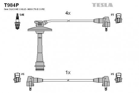 К-т дротів високої напруги Tesla T984P (фото 1)
