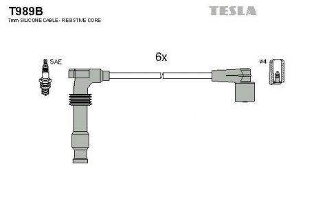 К-т дротів високої напруги Tesla T989B (фото 1)
