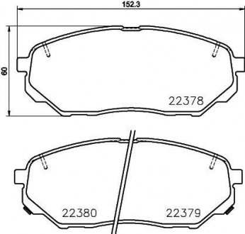 Гальмівні колодки HYUNDAI/KIA Santa Fe/Sorento "F "15>> NISSHINBO NP6098 (фото 1)