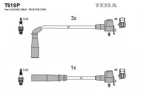К-т дротів високої напруги Tesla T618P (фото 1)