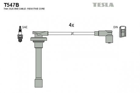 К-т дротів високої напруги Tesla T547B (фото 1)