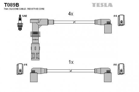 К-т дротів високої напруги Tesla T089B (фото 1)