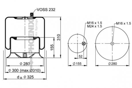 Ресора пневматична PHOENIX 1KF24-29