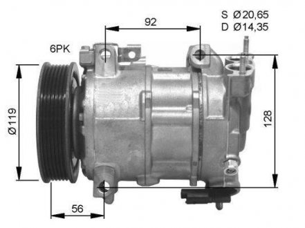 Компресор кондиціонера Citroen Berlingo, C4, Ds4, Ds5 Peugeot 308, 5008, Partner 1.4-1.6Lpg 09.07- NRF 32593 (фото 1)