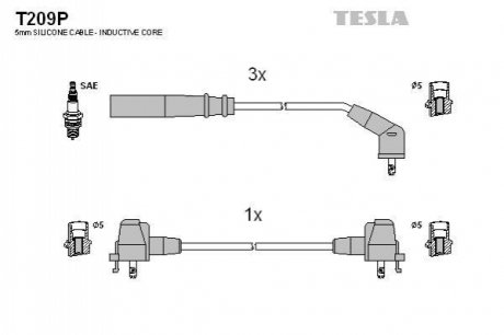 К-т дротів високої напруги Tesla T209P (фото 1)