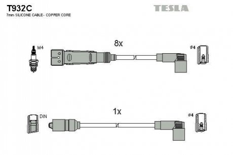 К-т дротів високої напруги Tesla T932C (фото 1)