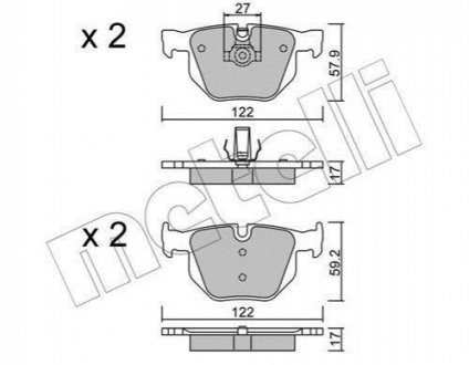 Комплект гальмівних колодок (дискових) Metelli 22-0644-0 (фото 1)