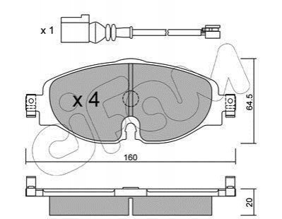 VW К-т передних торм. колодок (с датч.) Golf VII, AUDI A3 13-, SKODA Octavia 12- Cifam 822-950-0K (фото 1)