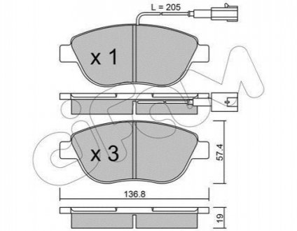 PEUGEOT Тормозные колодки передн.307 01-,Citroen Berlingo,Fiat Doblo (с датчиком) Cifam 822-322-0 (фото 1)