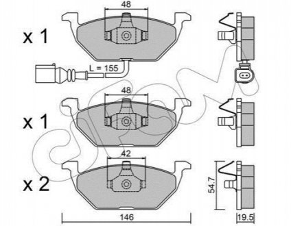 Гальмівні колодки передні Caddy III/Golf V/Octavia/A3 03- (з датчиком) Cifam 822-211-2 (фото 1)