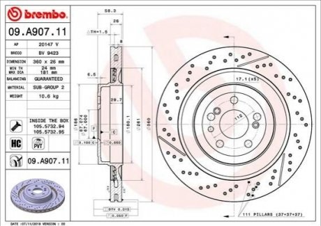 Гальмівний диск BREMBO 09.A907.11 (фото 1)