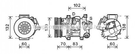 Компрессор кондиціонера AURIS/COROLLA 1.6/1.8i 06 (вир-во AVA) AVA COOLING TOAK627 (фото 1)