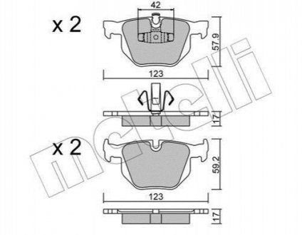 Комплект гальмівних колодок (дискових) Metelli 2206430 (фото 1)