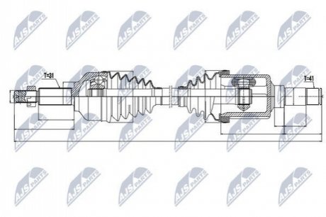 Полуось (ford transit 310 13-, tourneo custom/transit custom 310 12- левый) NTY NPWFR073 (фото 1)