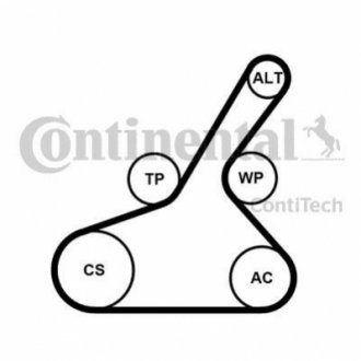 Комплект поліклиновий (ремень+ролики) Contitech 6PK1190 K1