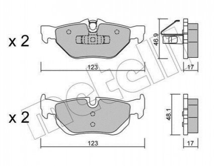 Гальмівні колодки БМВ 1 (е87), 3 (е90) задні Metelli 2206420 (фото 1)
