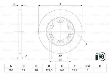 Диск торм. зад. FORD TRANSIT 15- Bosch 0986479D43 (фото 1)