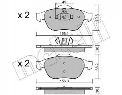 Комплект гальмівних колодок (дискових) Metelli 22-0336-2 (фото 1)