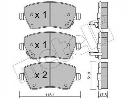 Комплект гальмівних колодок (дискових) Metelli 22-0485-2 (фото 1)