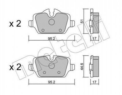 Тормозные колодки БМВ 1 е87), 3 (е90) задние Metelli 22-0641-0 (фото 1)
