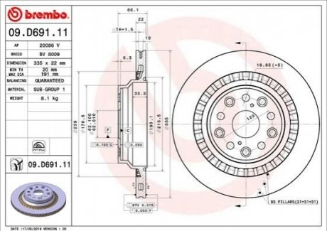 Гальмівний диск BREMBO 09.D691.11 (фото 1)