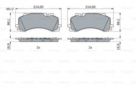 AUDI Комплект передних тормозных колодок Q7 15-, VW Touareg 17- Bosch 0986424850 (фото 1)