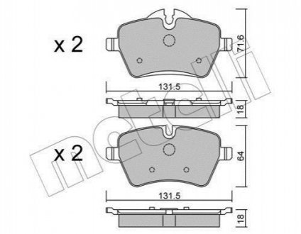 Комплект гальмівних колодок (дискових) Metelli 22-0768-0 (фото 1)