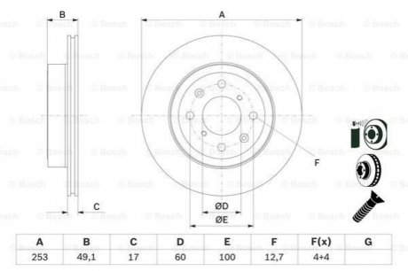 SUZUKI Диск тормозной передн.Ignis,Wagon,Opel Bosch 0986479E75 (фото 1)