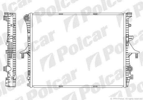 Радиатор охолодження двигуна Audi Q7 Porsche Cayenne VW Touareg 2.5D-6.0 09.02-08.15 Polcar 958008-1 (фото 1)