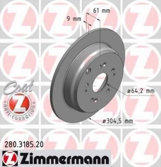 Диск тормозной ZIMMERMANN 280.3185.20 (фото 1)