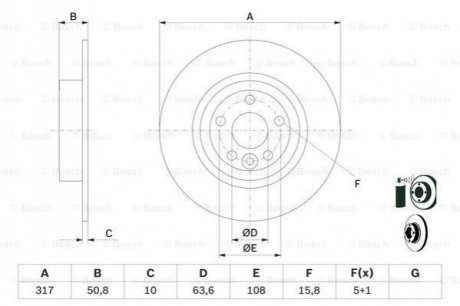 Диск торм. задн. LAND ROVER 11- Bosch 0986479E58 (фото 1)