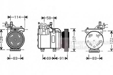 Компрессор кондиціонера GETZ 14i/16i MT/AT 05-09 (вир-во) Van Wezel 8200K199 (фото 1)