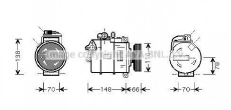 Компрессор кондиціонера A4 II 19TDi 00-03 (вир-во AVA) AVA COOLING AIAK226 (фото 1)