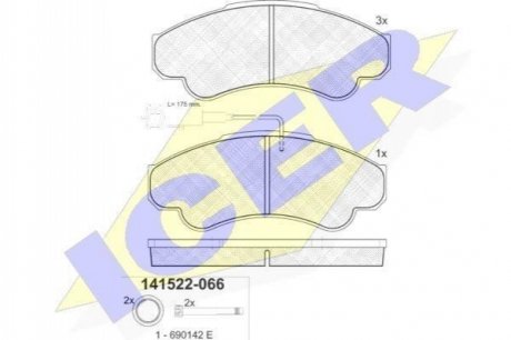 Комплект гальмівних колодок (дискових) ICER 141522 (фото 1)
