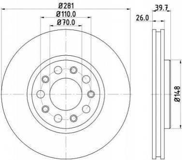 Гальмівний диск пер Лів/Прав Alfa Romeo Giulietta Fiat 500X Jeep Renegade 1.0-2.0D 04.10- HELLA PAGID 8DD 355 117-231 (фото 1)