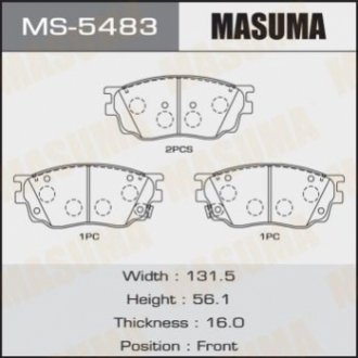 Колодки тормозные передн Mazda 6 2002 - 2007 Masuma MS5483 (фото 1)