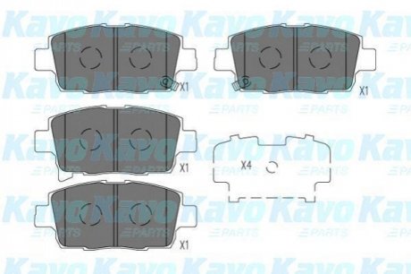 PARTS TOYOTA Гальмівні колодки передн. YARIS VERSO 1.3 02-05 KAVO KBP-9134 (фото 1)