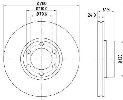 HELLA RENAULT диск гальмівний передній Master II 2.5/2.8TD 98- HELLA PAGID 8DD 355 106-611 (фото 1)