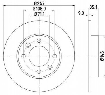 HELLA CITROEN гальмівний диск задній Berlingo, C2, C3, C4 HELLA PAGID 8DD 355 108-391 (фото 1)