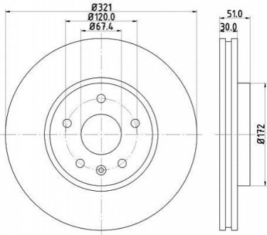 (R17")Гальмівний диск передній Ø 321mm Opel Insignia 08- HELLA PAGID 8DD 355 129-091 (фото 1)