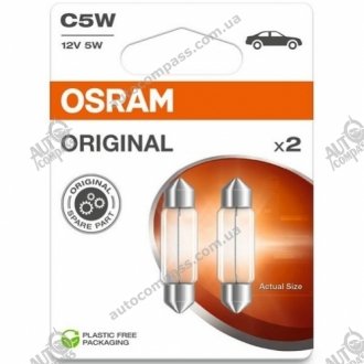 Лампа освещения салона C5W 12V 5W SV8.5-8 (2 шт) OSRAM 6418-2BL